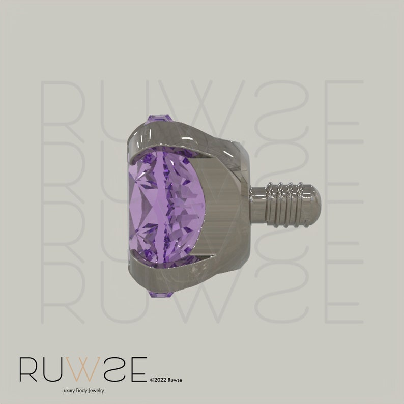 Threaded End & Labret: Implant Grade Titanium Purple Cubic Zircon Prong-set END with 16g or 18g Threaded Labre SMALL Back labret cartilage image 5
