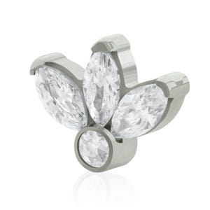 Implanty tytanowe klasy 16g-18g Dawn Marquise Prong-Set Cyrkonia sześcienna Wzór gwintu 0,9 mm