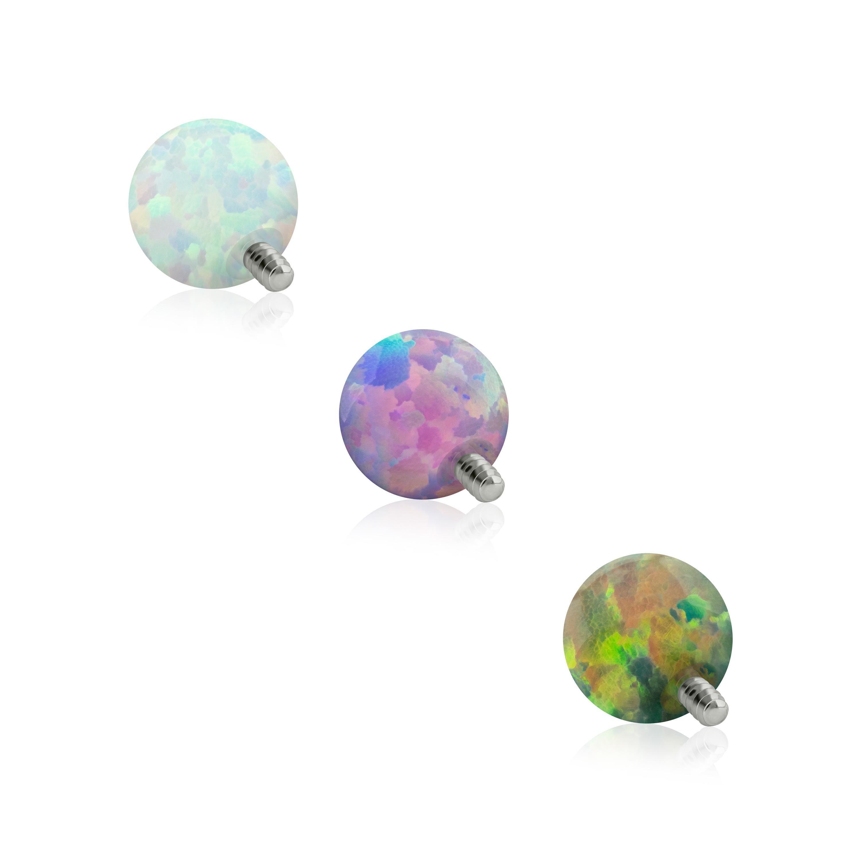 16g- 18g Threaded Accessories: Titanium Opal Ball 0.9mm threading pattern.