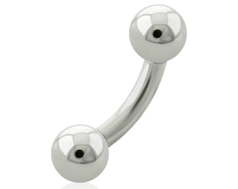12g Implant Grade Titanium Curved Barbell internally threaded, basic Curved barbell, Christina piercing, thick jewelry.