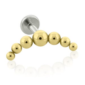Threaded End Labret Implant Grade Titanium Seven Ball 16g -18g BIG Back cartilage piercing helix jewelry