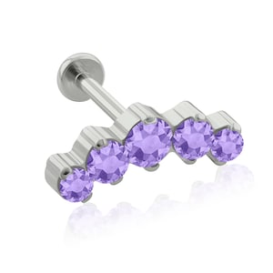 16g-18gインプラントグレードチタンビッグスレッドバック、5つのクリスタルクラスタープロングセッティングキュービックジルコニア。ビッグバックの耳たぶ用イヤリング