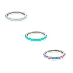 Opal Clicker Ring 18g Titanium Clicker Side Facing Opal Nose hinged hoops, Earlobe earrings, Helix piercing, cartilage opal hoop earring