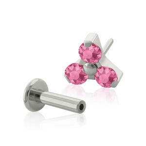 Pernos a presión de titanio de grado implantario de 20 g a 14 g, extremo Trinity de circonita sin rosca con LABRET a presión.