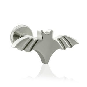 16g-18g Implant Grade Titanium BAT shaped top with BIG Back labret, Animal lover earstud, Titanium earring for cartilage piercings