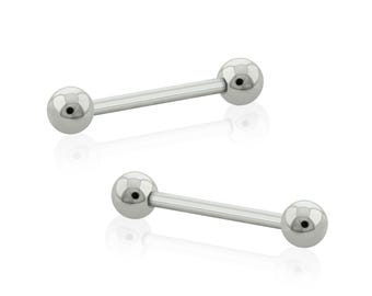 A pair of 16g or 18g  Straight Barbells in Titanium Internally Threaded Piercing Jewelry