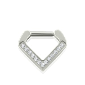 16g Implant Grade Titanium Front Facing Cubic Zirconia Triangle Clicker for Septum piercing