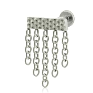 Cadenas rectangulares martilladas de titanio de grado de implante de 16 g a 18 g con extremo roscado para labio, pendiente colgante para perforación del lóbulo de la oreja y cartílago de la espalda