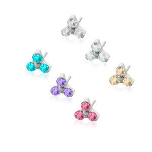 Implant Grade Titanium Threadless Trinity Prong setting Cubic Zirconia Accessory 0.46mm Pin Size compatible with RUWSE Backs