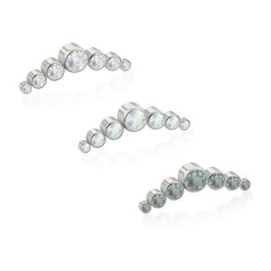 16g-18g Titanium Threaded Seven Cluster Bezel setting Cubic Zirconia End 0.9mm threading pattern earring cartilage piercing helix jewelry