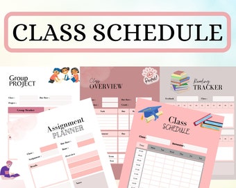 Digital CLASS SCHEDULE Instant Download Student Planner