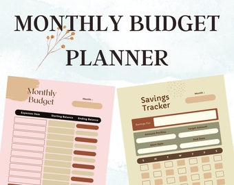 Printable MONTHLY BUDGET PLANNER Digital Savings Tracker
