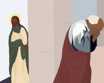 Jesus is denied by Peter DIGITAL PRINT (Stations of the Cross no. 4)