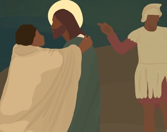 Jesus is betrayed by Judas and arrested DIGITAL PRINT (Stations of the Cross no. 2)