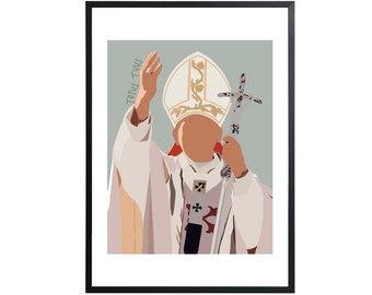 Totus Tuus Pope St. John Paul II DIGITAL PRINT (Pope wall art, Catholic wall art)