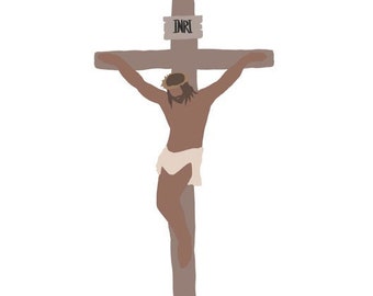 Può includere: Una rappresentazione di Gesù Cristo su una croce di legno con l'iscrizione "INRI" sopra la sua testa.