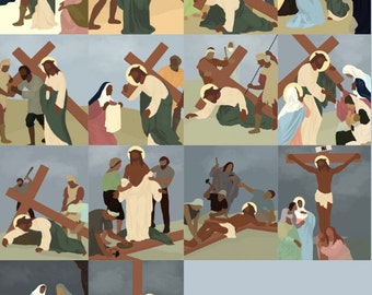 Stations of the Cross Instant Download Printable Stations of the Cross Lent Artwork Printable Easter Service Downloads Church Lent Art