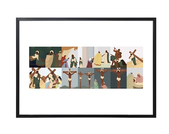Stations of the Cross Instant Download Printable Stations of the Cross Lent Artwork Printable Easter Artwork Catholic Lent Artwork Print