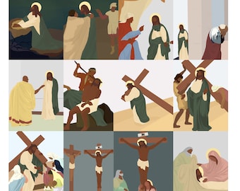 Stations of the Cross Instant Download Printable Stations of the Cross Lent Artwork Printable Easter Service Downloads Church Lent Art