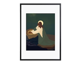 Jesus praying in the Garden of Gethsemane instant download Catholic Artwork Christian printable artwork Biblical Artwork New Testament Art