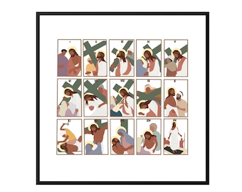 Stations of the Cross Instant Download Printable Stations of the Cross Lent Artwork Printable Easter Artwork Catholic Lent Artwork Print