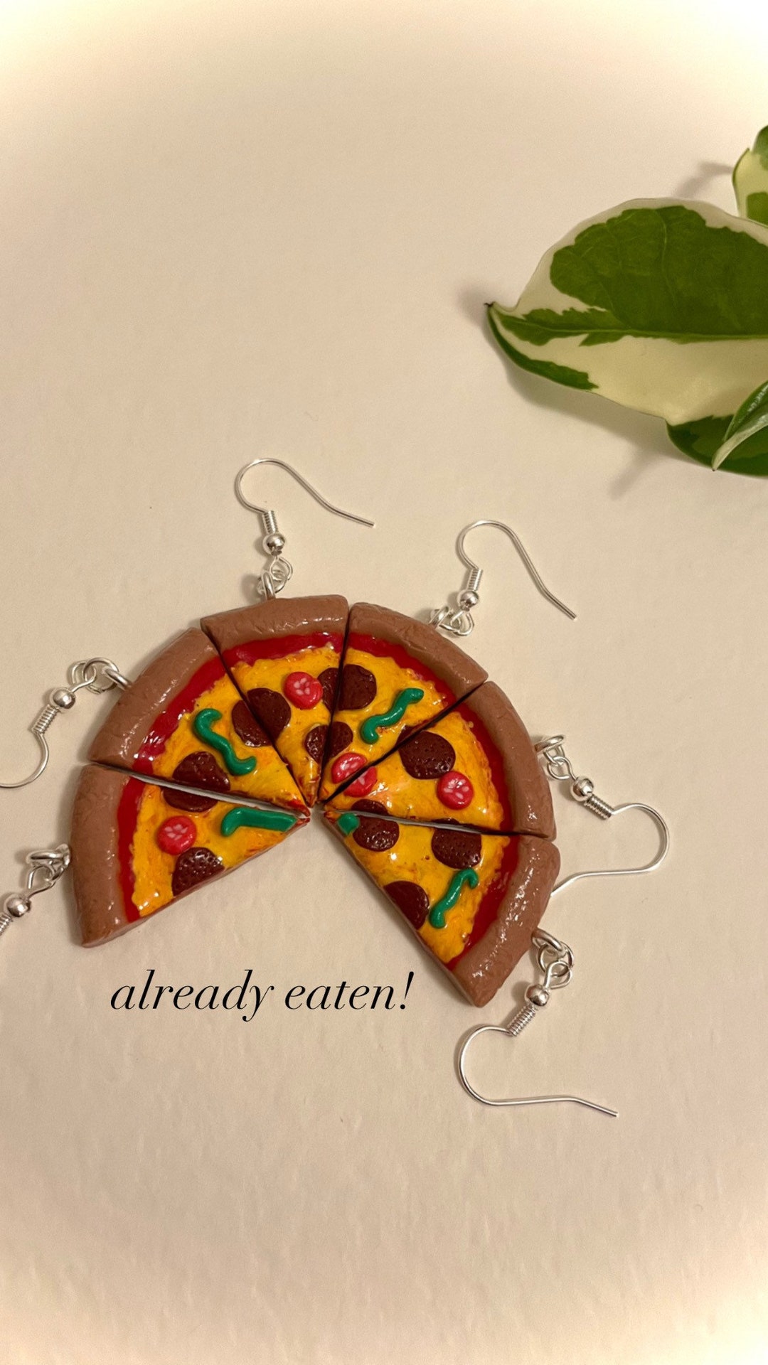 Handmade Polymer Clay Pizza Slice Earrings Food Earrings Trippysnippy