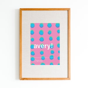 Avery name meaning print | Colorful, modern name poster | Playful nursery name art | Minimalist name wall art
