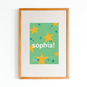 Sophia Name Bedeutung Print | Buntes, modernes Namensposter | Verspielte Namenskunst | Minimalistische Namenswandkunst