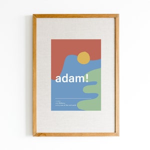 Adam Name Bedeutung Druck | Buntes, modernes Namensposter | Verspielte Namenskunst | Minimalistisches Namensschild