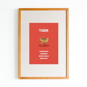 2022 Jahr des Tigers Poster | Tiger Kinderzimmer Poster | Mond Neujahr Dekor | Moderner chinesischer Neujahrs wanddruck