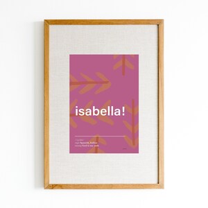 Isabella name meaning print | Colorful, modern name poster | Playful nursery name art | Minimalist name wall sign