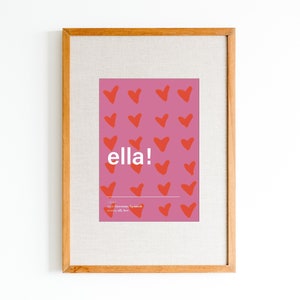 Ella name meaning print / Colorful, modern name poster / Playful nursery name art / Minimalist name wall art