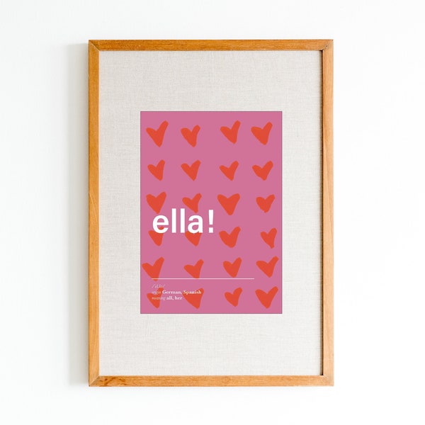 Ella name meaning print | Colorful, modern name poster | Playful nursery name art | Minimalist name wall art