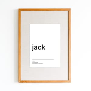 NEW Jack name meaning print | Black and white name poster | Modern nursery name art | Minimalist name wall art