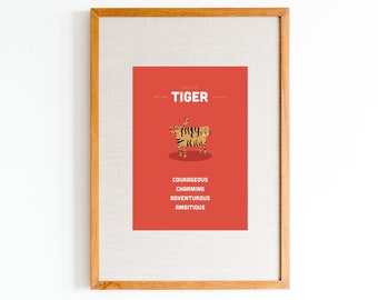 2022 Year of the Tiger Poster | Colorful Tiger Nursery Print | Lunar New Year Decor | Modern Chinese New Year Wall Print