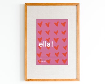 Ella name meaning print / Colorful, modern name poster / Playful nursery name art / Minimalist name wall art