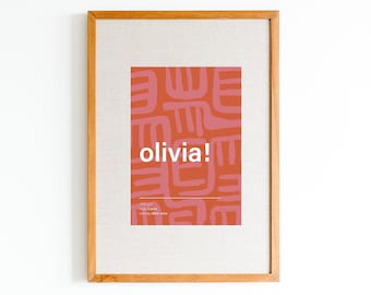 Olivia name meaning print | Colorful modern name poster | Playful nursery name art | Minimalist name wall art