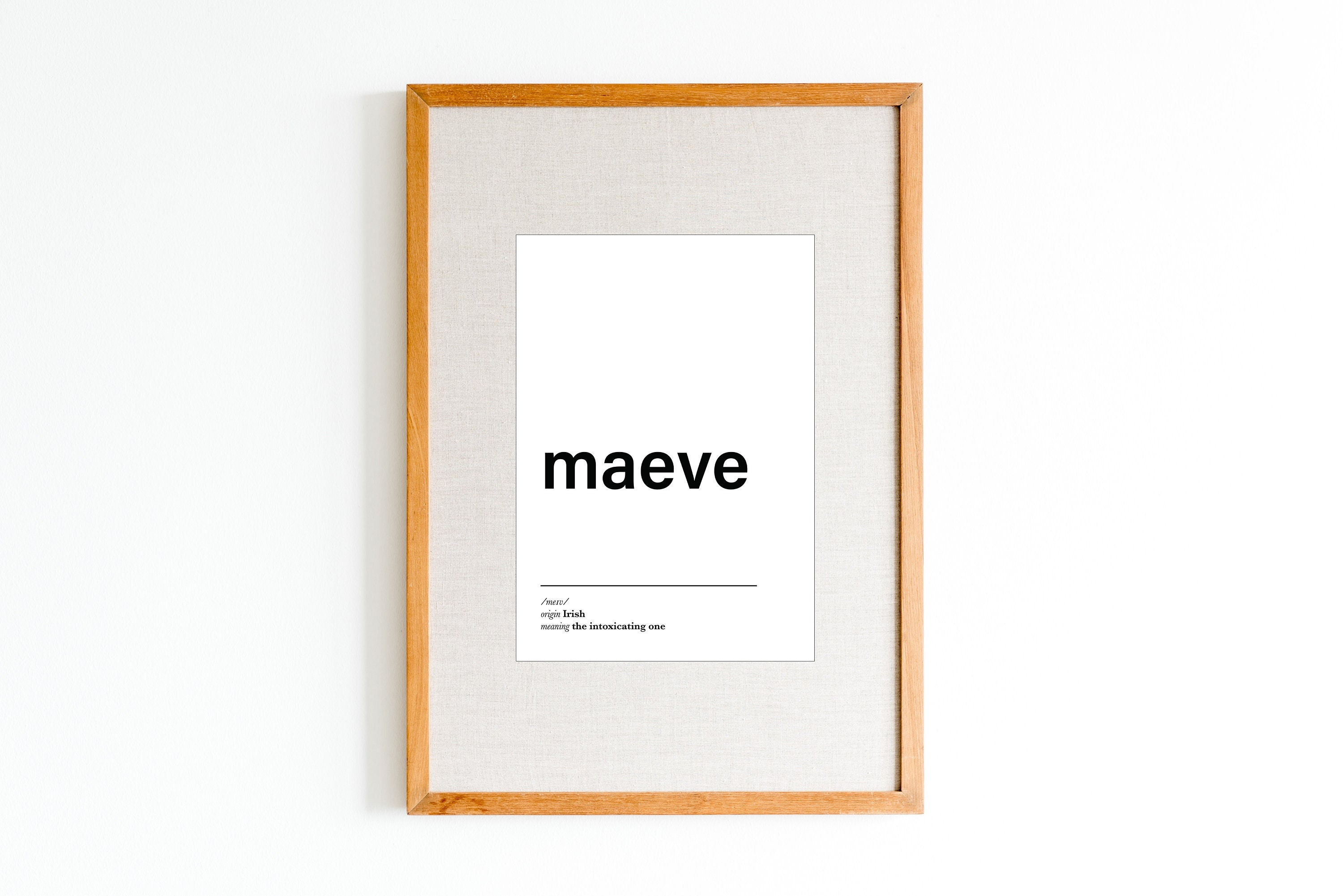 NEW Maeve name meaning print | Black and white name poster | Modern nursery name art | Minimalist name wall art