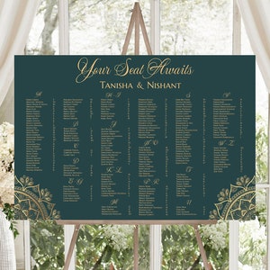 Sitzplan Vorlage für indische Hochzeit Alphabetischer Sitzplan Indische Hochzeit Sitzplan Hochzeitsdekor 200+ Gäste
