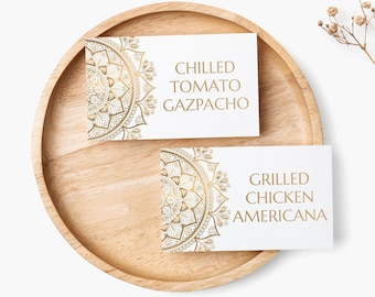 Wedding Food Label Wedding Buffet Label Food Card Wedding Table Card Folded Personalized Food Labels Mandala Tent Card Buffet Card Template