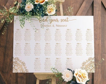 Seating Chart Template for Indian Wedding Seating Chart Wedding Decor Indian Wedding Seating Plan Desi Wedding Decor Gold Elegant Seating