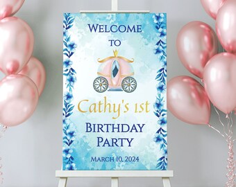 Birthday Welcome Sign Cinderella Theme Welcome Sign for Birthday Welcome Sign Lil Princess Birthday Sign for Girl Birthday Decor Princess