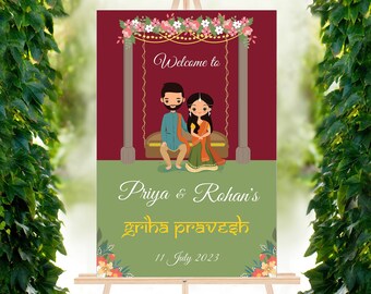 Housewarming Welcome Sign Gruhapravesam Welcome Board Housewarming Sign Indian Gruhapravesam Decor Graha Shanti Sign Ganesh Pooja