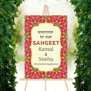 Sangeet Welcome Sign Maiyan Sign for Indian Wedding Sign Sangeet Party Poster Garba Sign Desi Wedding Sign Welcome to Sangeet Board