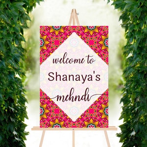 Mehndi Welcome Sign Mendhi Wedding Sign Indian Welcome to Mehndi Sign Henna Party Welcome Sign Indian Decor Mehendi Board