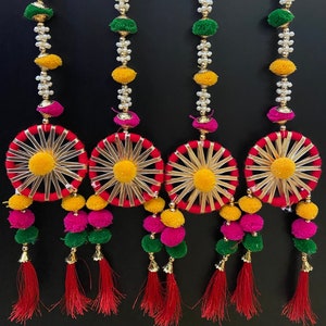 3ft Indian Door Hanging Toran Decor Haldi Mehndi Desi Wedding Indian Festive Wall Hanging Decorative Puja Backdrop for Ganesh Utsav