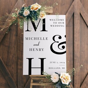 Wedding Welcome Sign Welcome To Our Wedding Sign Printable Script Wedding Template Editable Welcome Sign for Wedding Elegant Black and White