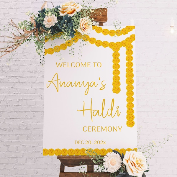 Haldi Welcome Sign Maiyan Sign Pithi Decor Haldi Banner Haldi Decoration Welcome Board for Indian Wedding Haldi Ceremony Poster