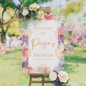 Welcome Sign Indian Wedding Mehndi Sign Desi Welcome to Sangeet Sign Henna Party Welcome Sign Indian Wedding Decor Mehendi Board Jaggo Sign