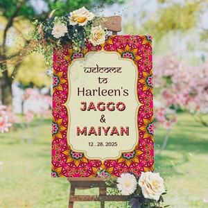 Jaggo Maiyan Welcome Sign Jago Welcome Sign for Sangeet Jaggo Indian Wedding Sign Jaggo Decoration Welcome Sign Sangeet Maiyan Board
